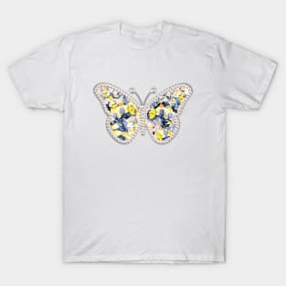 Butterfly Decorated with Pearls and Flowers T-Shirt